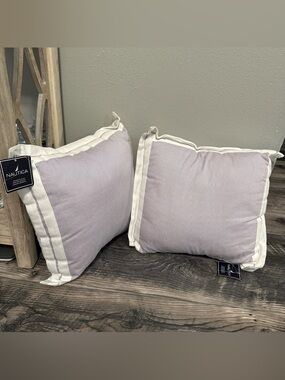 Set Of 2 Nautica Pleasant Bay Purple White Stripe Square pillow 16”x16” new
